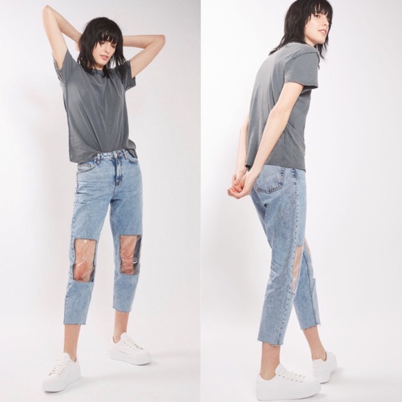 topshop clear knee mom jeans